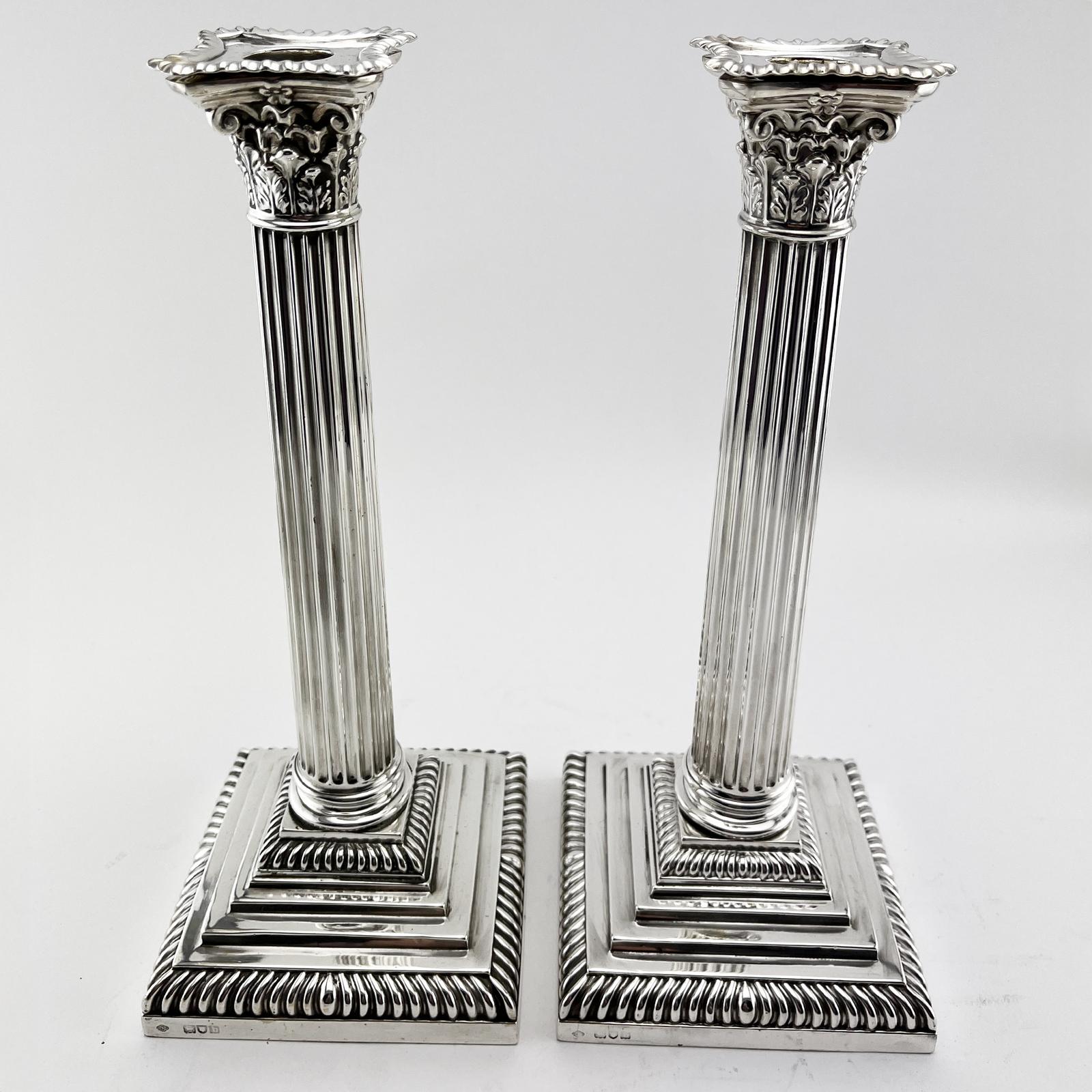 Pair of Victorian Carrington & Co Silver Candlesticks (1 of 7)
