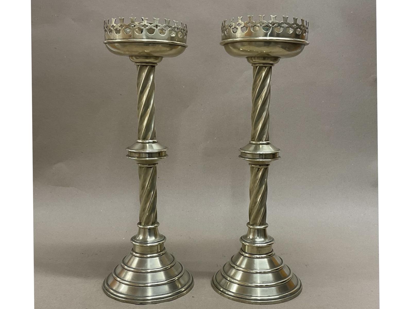 Pair Of Arts And Crafts Brass Candlesticks 46cm Ecclesiastical,church,altar Antique Victorian C1880 (1 of 6) Pair Of Arts And Crafts Brass Candlesticks 46cm Ecclesiastical,church,altar Antique Victorian C1880 (1 of 6)