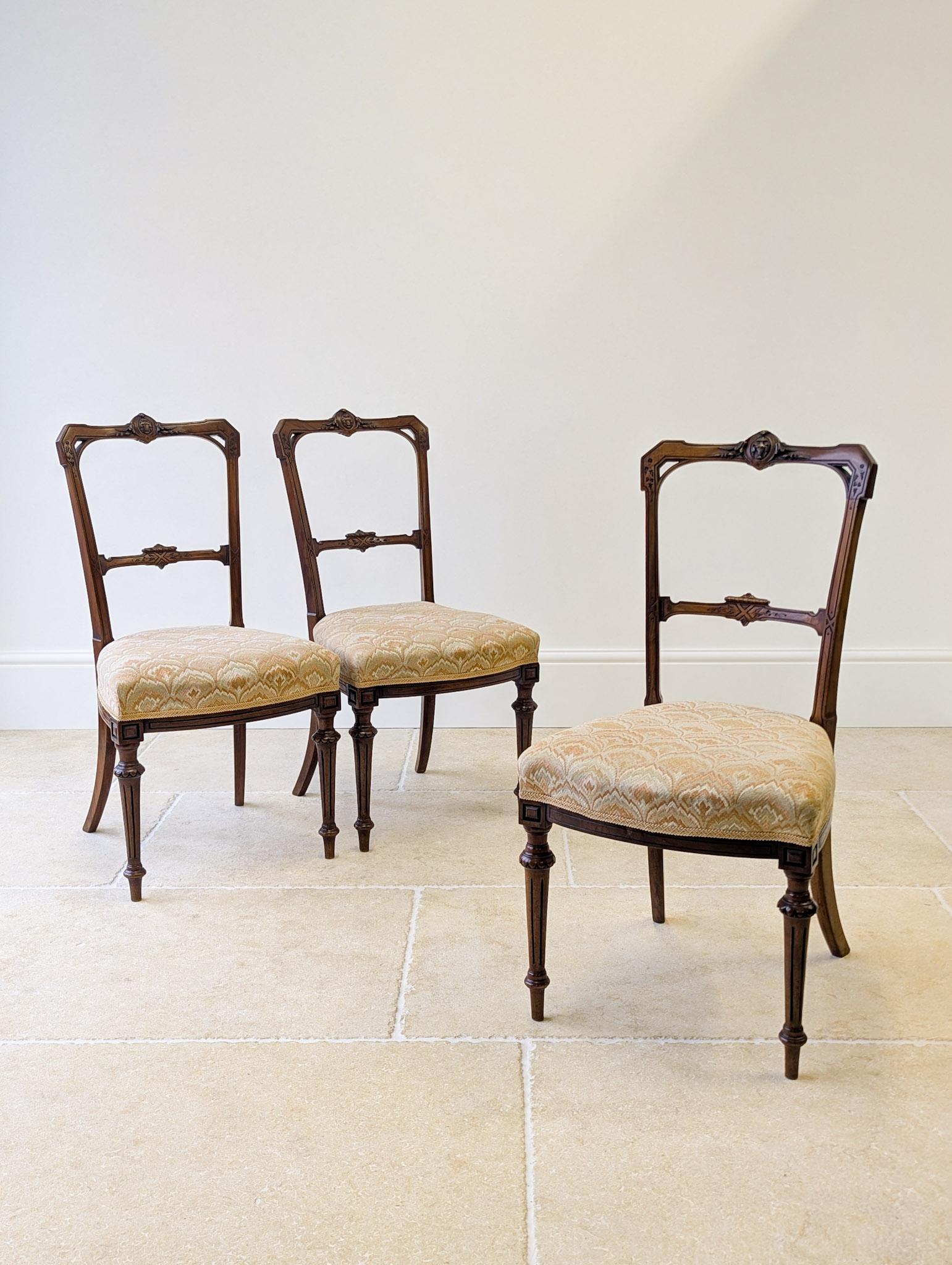 Set of Three Antique Victorian Neoclassical Mahogany Salon Chairs c.1890 (1 of 20) Set of Three Antique Victorian Neoclassical Mahogany Salon Chairs c.1890 (1 of 20)
