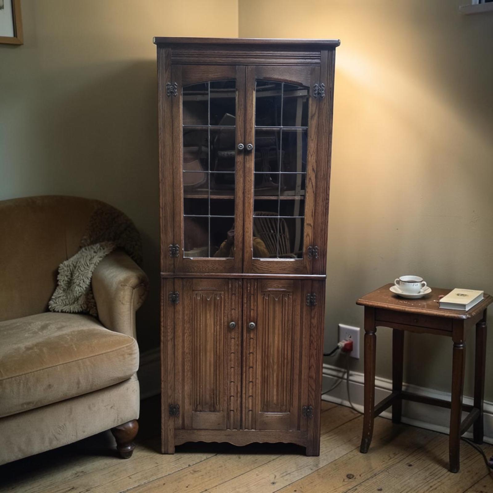 Vintage Oak Corner Display Cabinet / James Lupton & Sons Ltd c.1970 (1 of 9) Vintage Oak Corner Display Cabinet / James Lupton & Sons Ltd c.1970 (1 of 9)