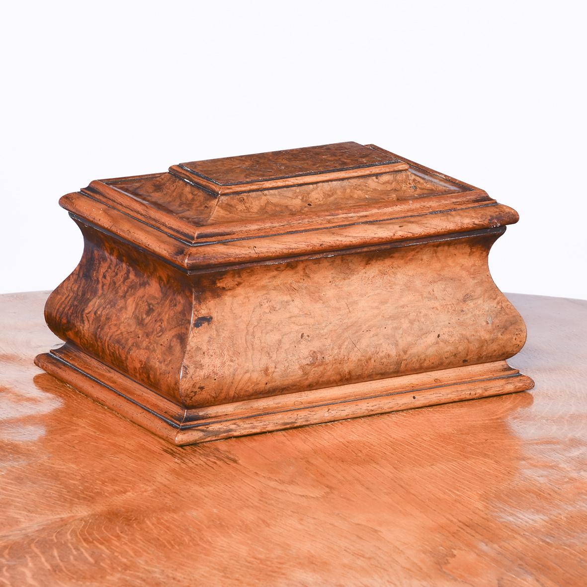 Quality William IV Sarcophagus Shaped Burr Walnut Tea Caddy (1 of 6)