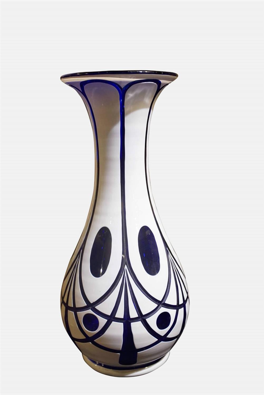19th Century Blue & White Bohemian Glass Vase (1 of 3) 19th Century Blue & White Bohemian Glass Vase (1 of 3)