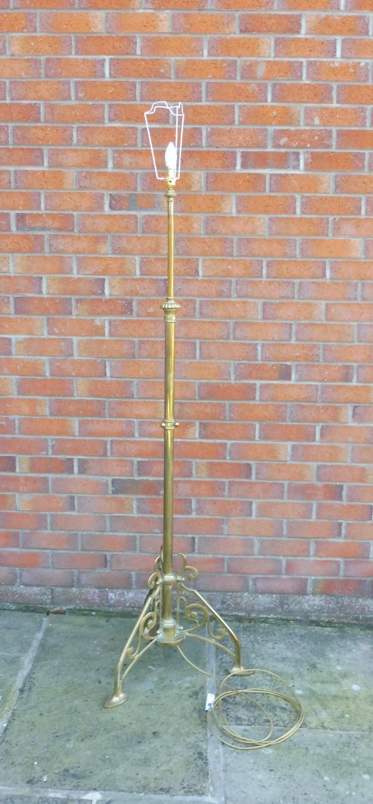 Brass Art Nouveau Adjustable Standard Lamp (1 of 13)