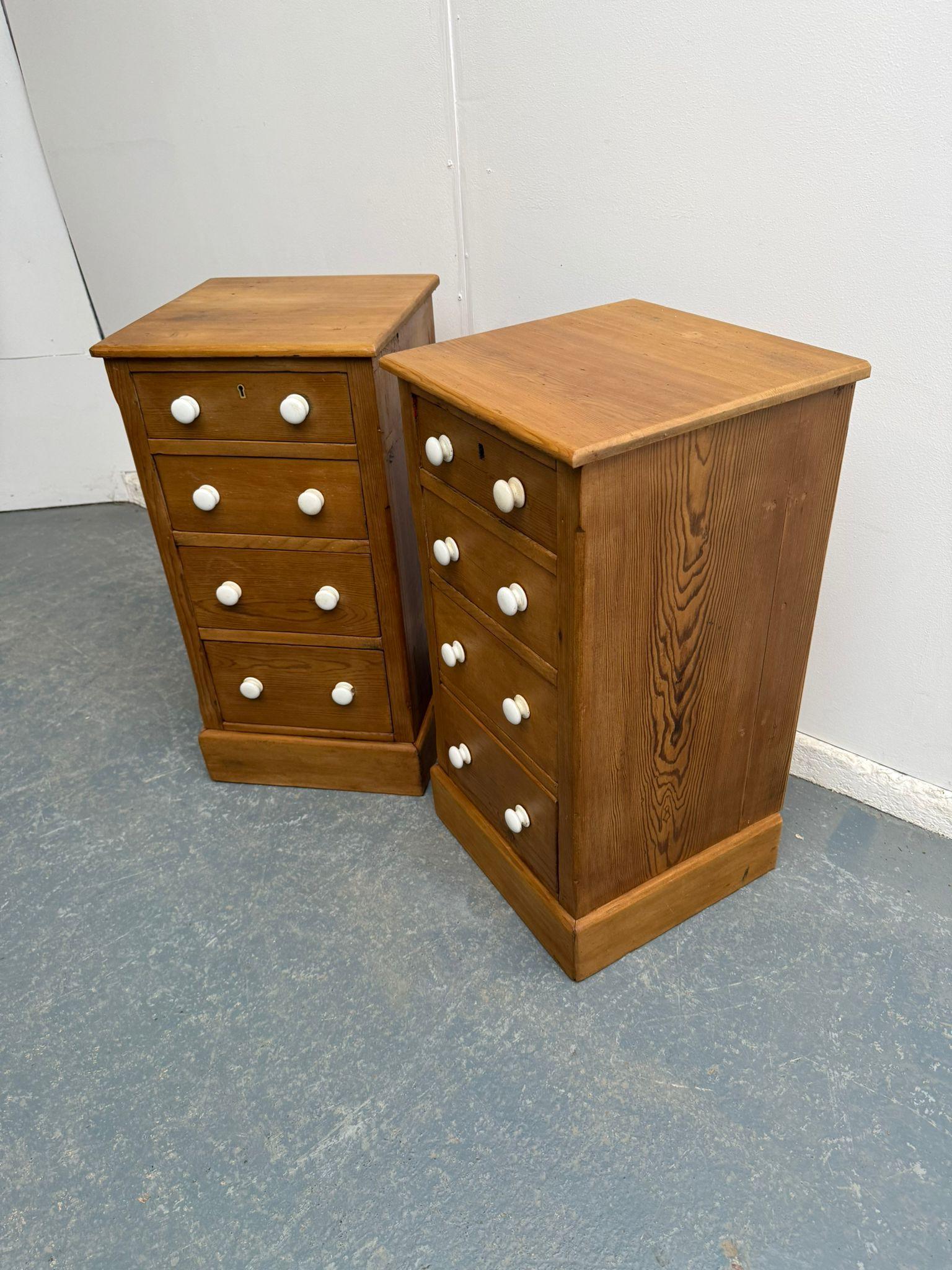 Amazing Pair of Victorian Antique Pine 4 Drawer Bedside Cabinets (1 of 9)