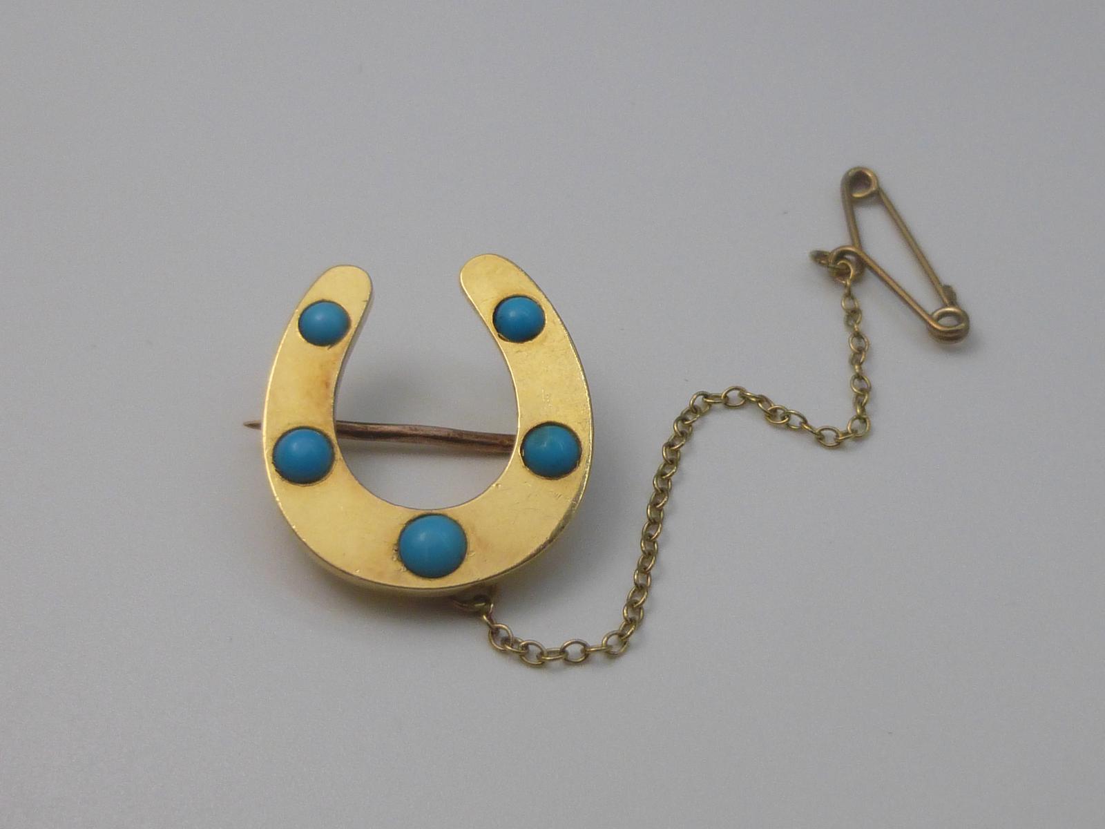 Victorian Gold & Turquoise Brooch (1 of 6)