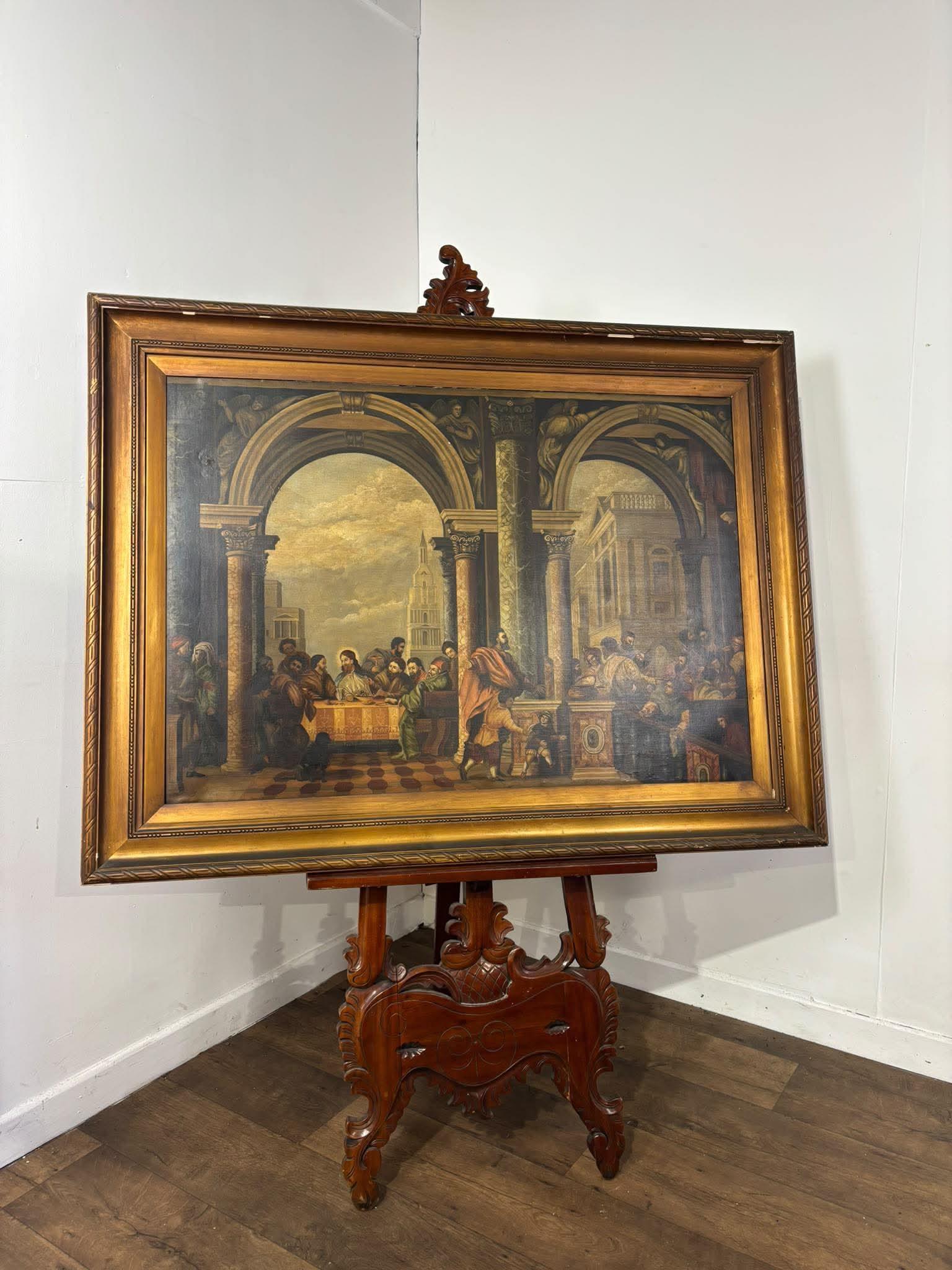 Large Antique Oleograph Biblical Scene Picture in Gilt Frame (1 of 14) Large Antique Oleograph Biblical Scene Picture in Gilt Frame (1 of 14)