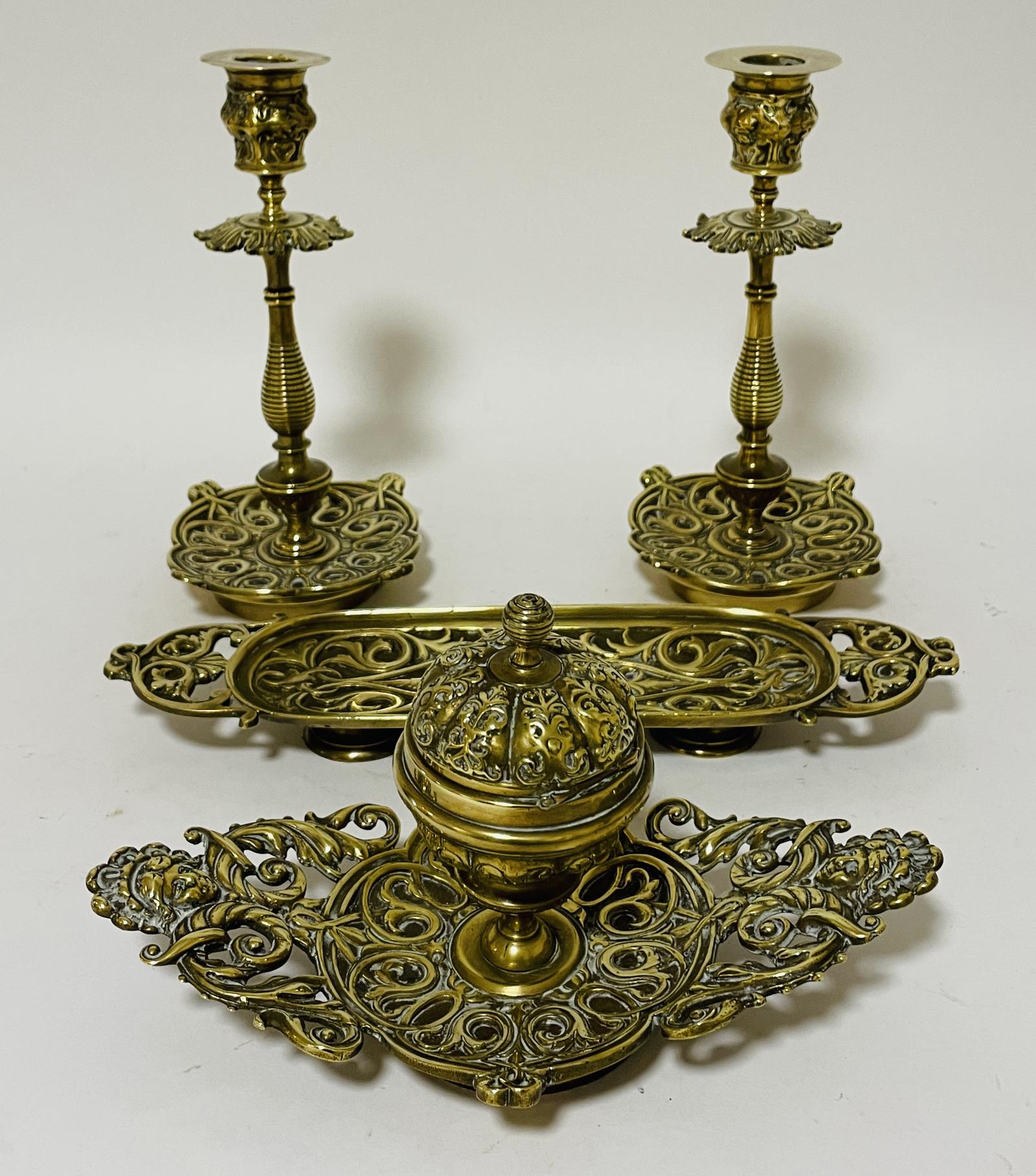 Antique Indian Brass Desk Set (1 of 19)