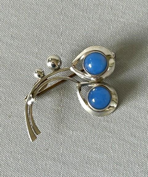Hermann Siersbol Danish Silver & Chalcedony Brooch (1 of 4)