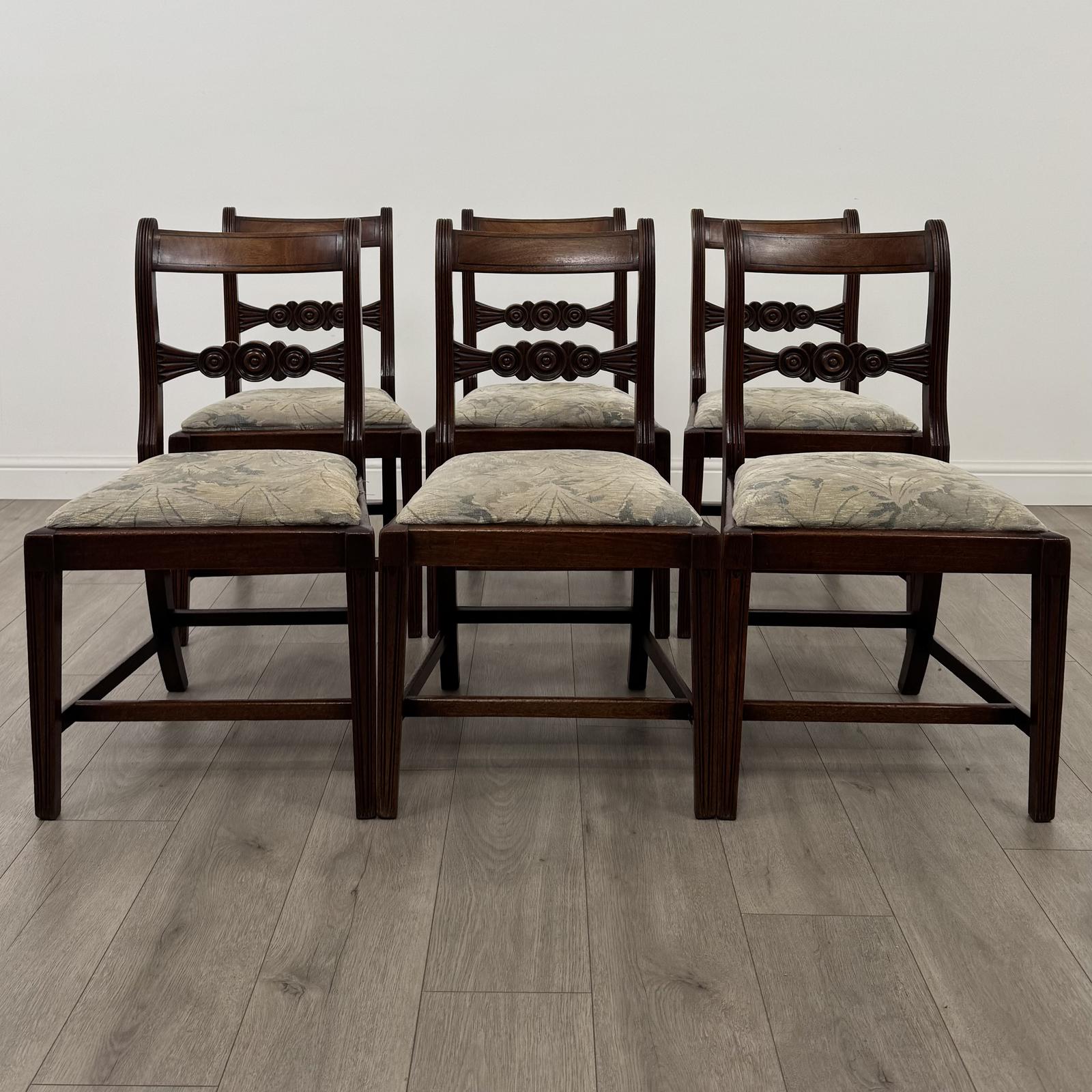 Antique 18th Century Regency Set of 6 Mahogany Dining Chairs (1 of 9)