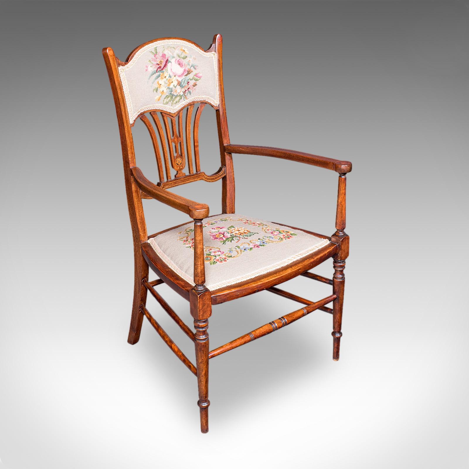 Antique Elbow Chair, English, Beech, Morning Room Seat, Art Nouveau, Victorian (1 of 12) Antique Elbow Chair, English, Beech, Morning Room Seat, Art Nouveau, Victorian (1 of 12)