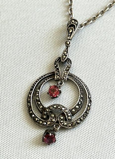 Late Victorian Silver, Marcasite & Amethyst Pendant Necklace (1 of 6) Late Victorian Silver, Marcasite & Amethyst Pendant Necklace (1 of 6)