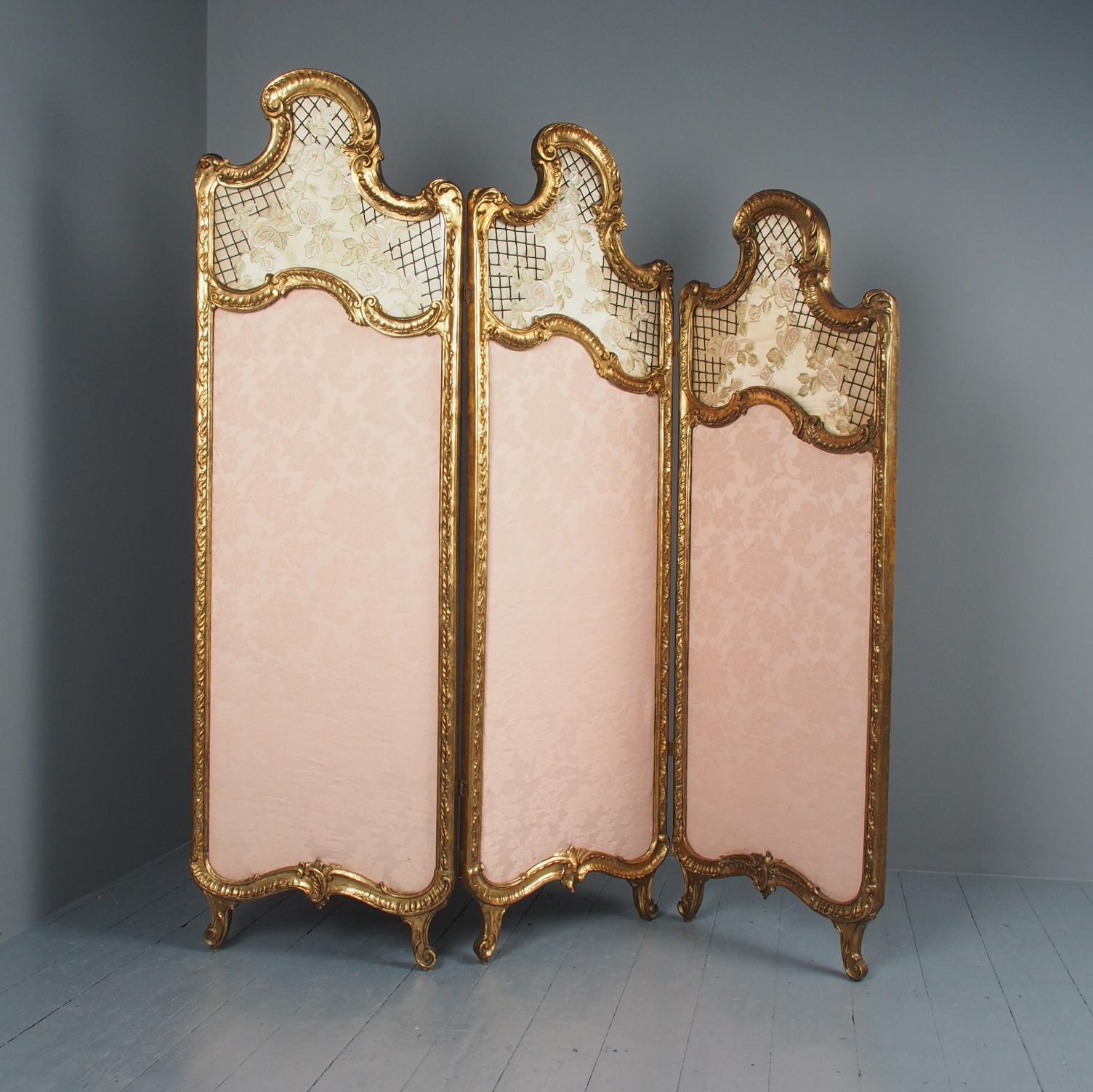 French Louis XV Style Giltwood 3-Fold Screen (1 of 14) French Louis XV Style Giltwood 3-Fold Screen (1 of 14)