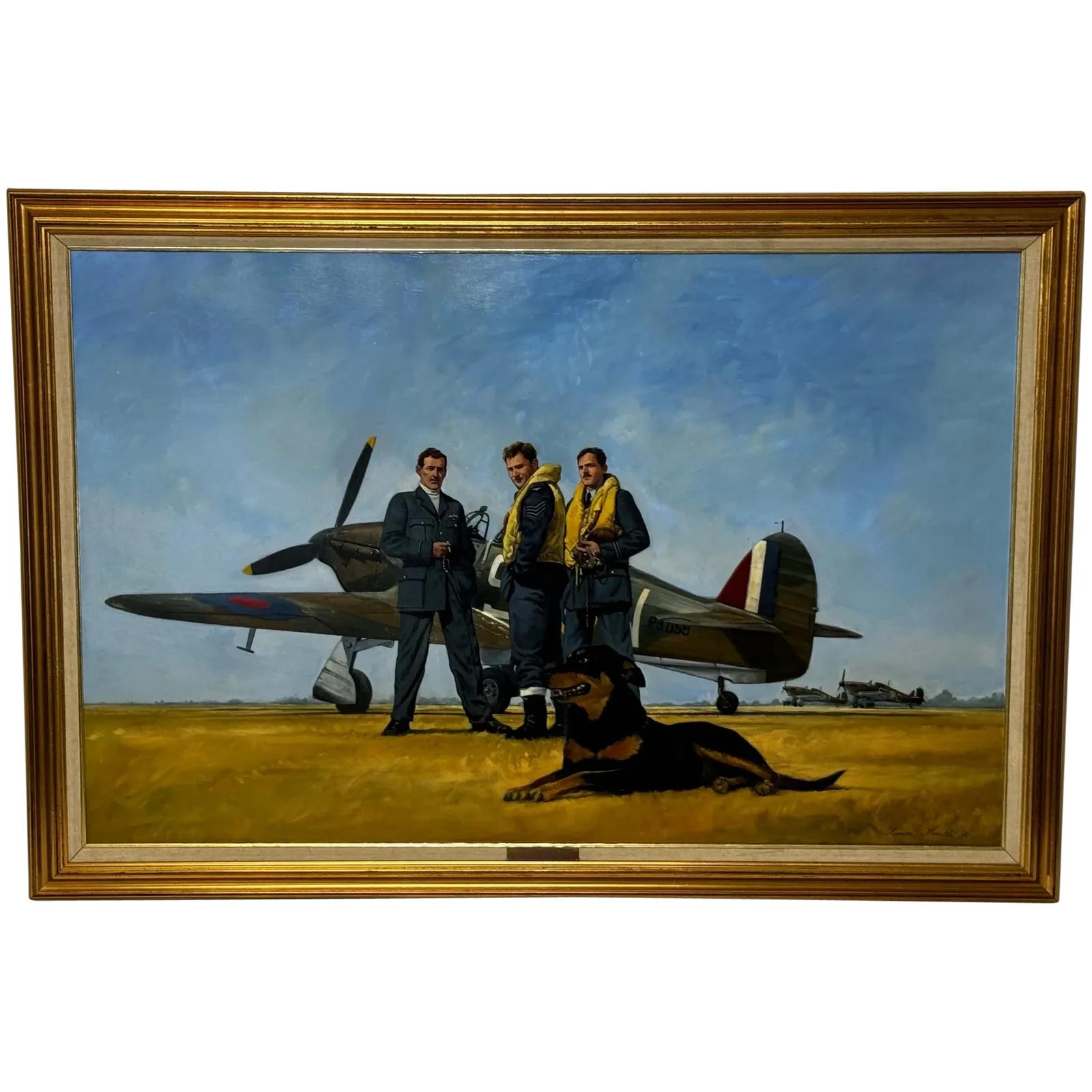 Oil Painting Battle of Britain WW2 RAF Pilots Ready for Takeoff Biggin Hill Airfield (1 of 124)