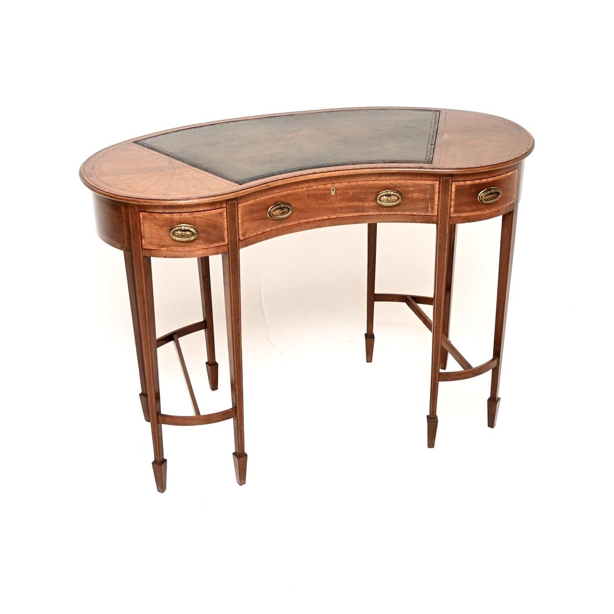 Antique Edwardian Inlaid Mahogany Kidney Shaped Desk (1 of 10) Antique Edwardian Inlaid Mahogany Kidney Shaped Desk (1 of 10)