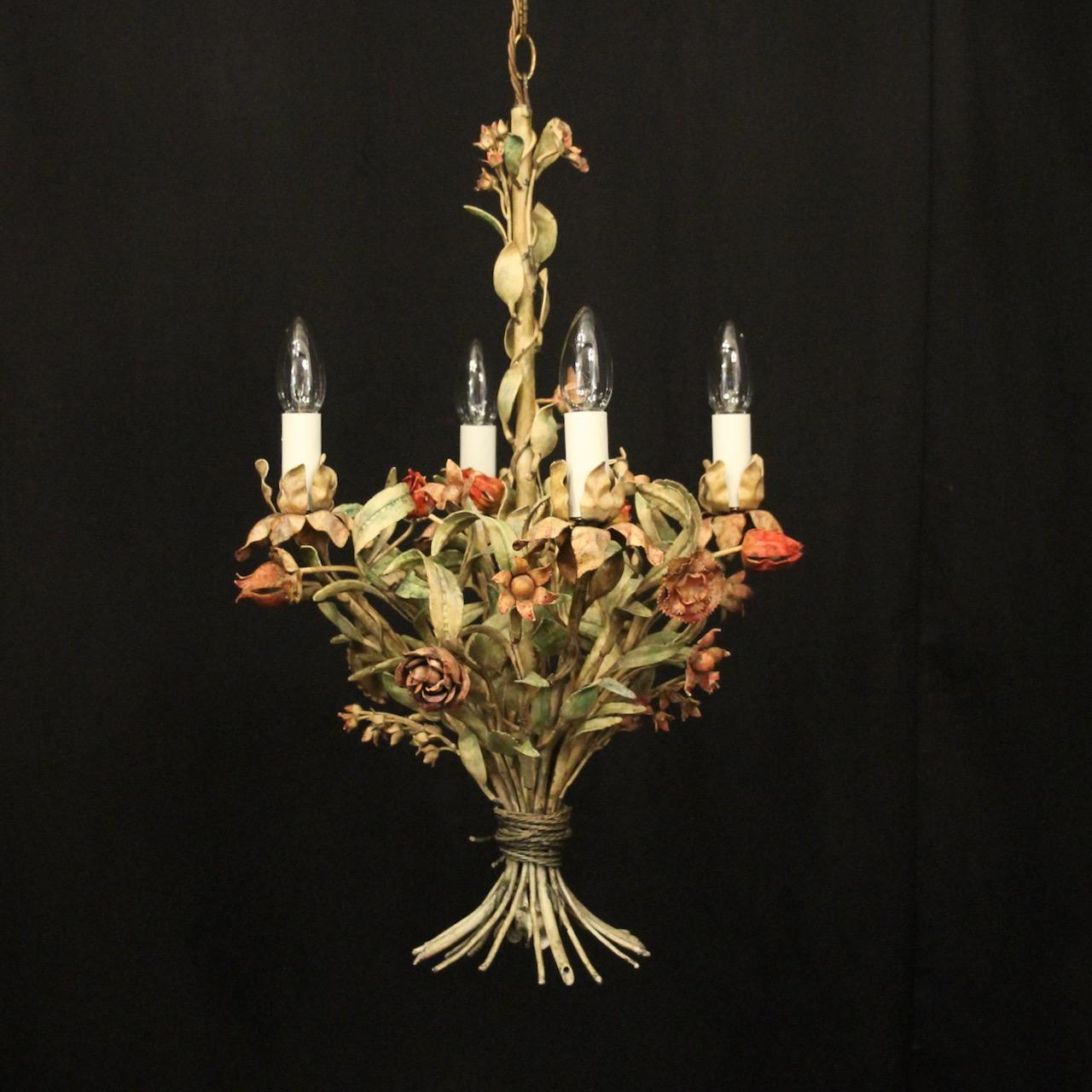 French Toleware Four Light Antique Chandelier (1 of 10) French Toleware Four Light Antique Chandelier (1 of 10)