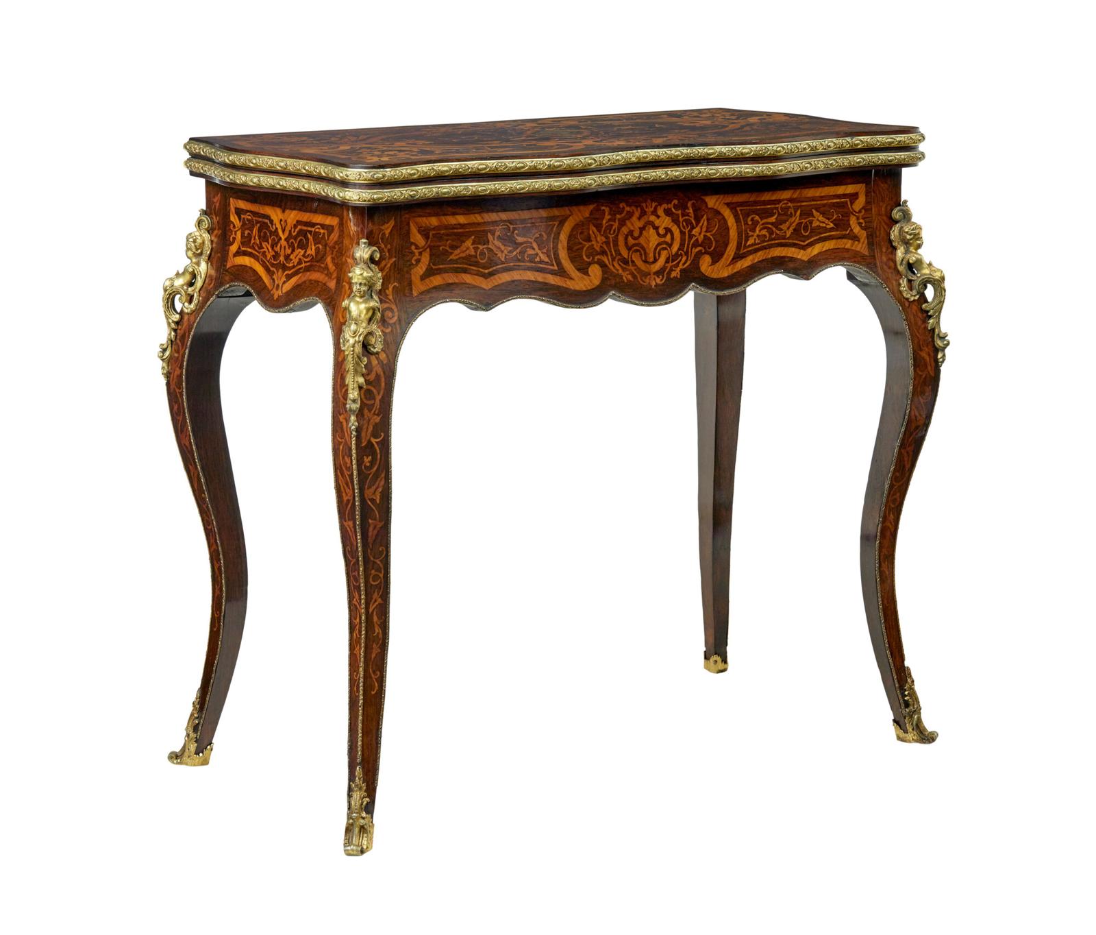 19th Century Louis Xv Influenced Inlaid Card Table (1 of 12)