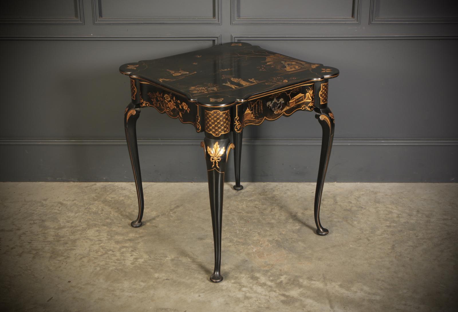Black Lacquered Chinoiserie Occasional Table (1 of 16) Black Lacquered Chinoiserie Occasional Table (1 of 16)