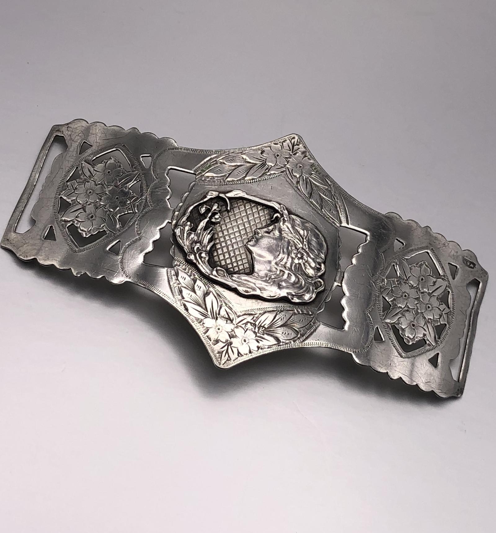 Pre Raphaelite Art Nouveau Silver Belt Buckle c.1906 (1 of 5)