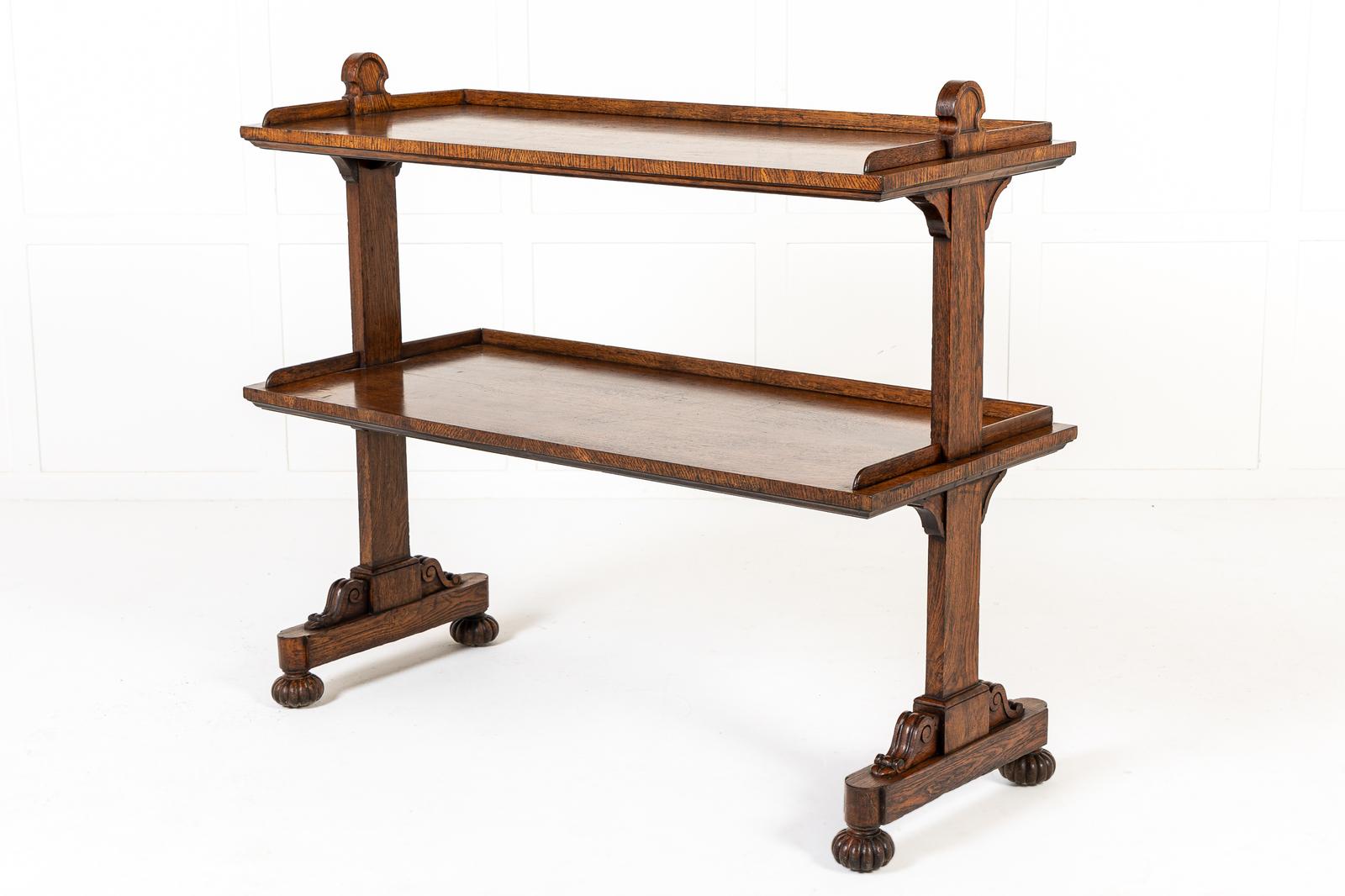 19th Century English Regency Oak Dumb Waiter (1 of 10)
