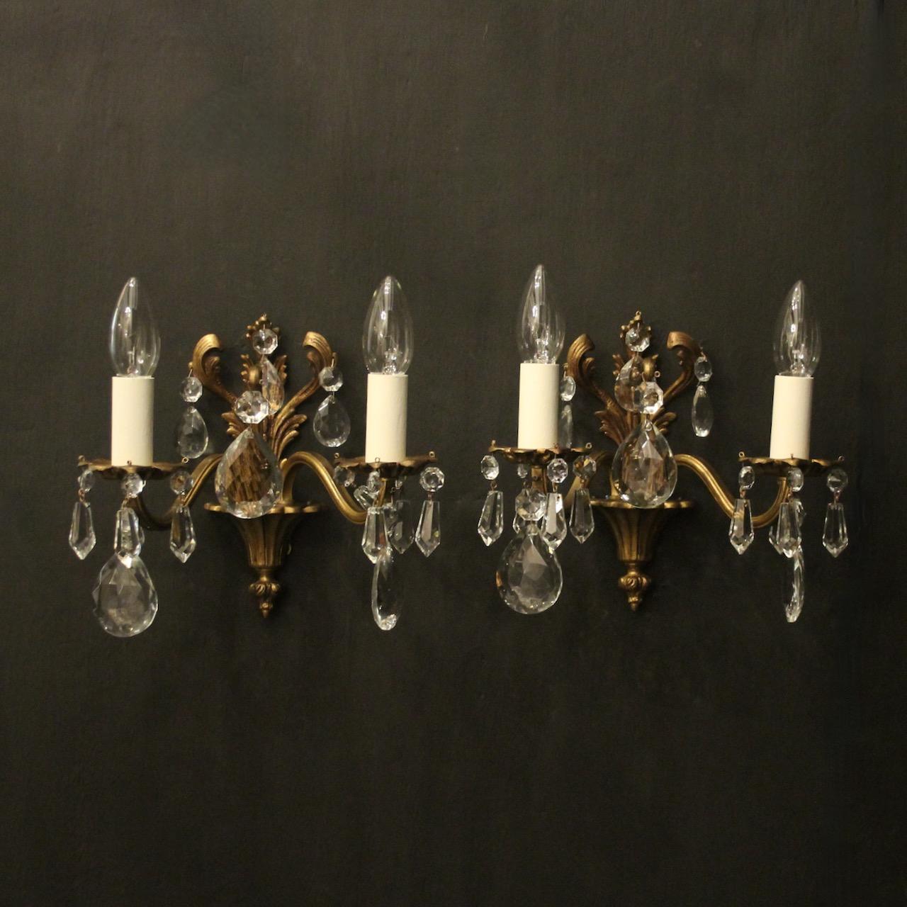 French Gilded & Crystal Twin Arm Wall Lights (1 of 10) French Gilded & Crystal Twin Arm Wall Lights (1 of 10)