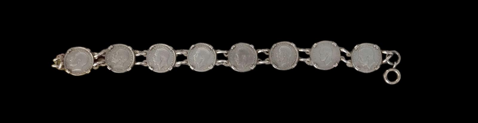 George V & VI Silver Threepence Coin Bracelet (1 of 7)