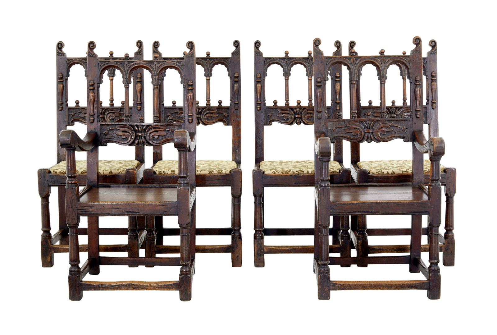 Set of 6 19th Century Carved Oak Dining Chairs (1 of 12) Set of 6 19th Century Carved Oak Dining Chairs (1 of 12)