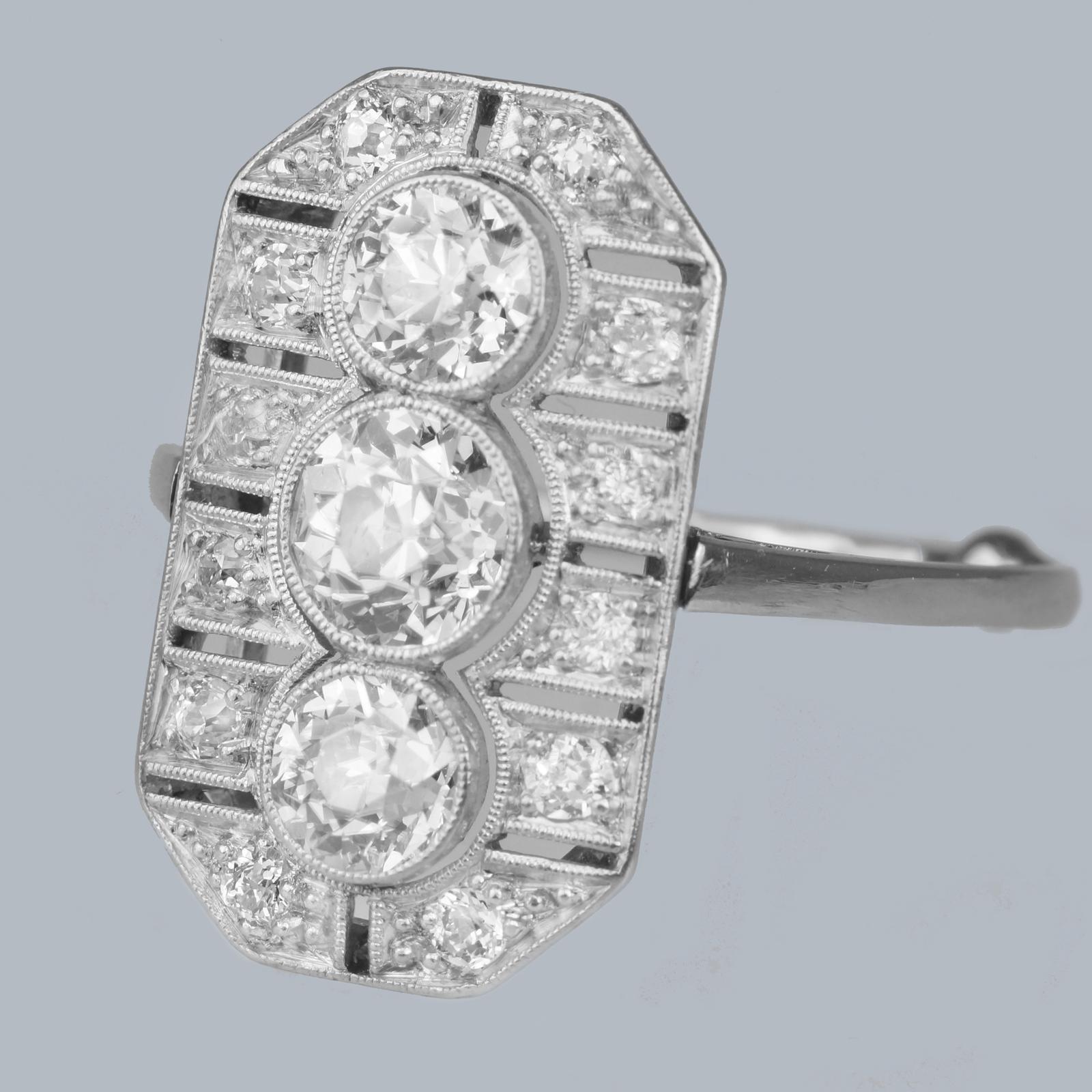 Exquisite Art Deco 2.5ct Diamond Platinum Plaque Ring 1920s Old Cut Diamond Ring – A True Collector’s Piece (1 of 13)