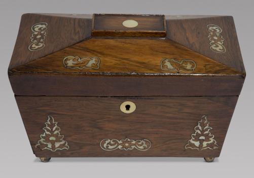 19th Century Rosewood Box with Mother of Pearl (1 of 4)
