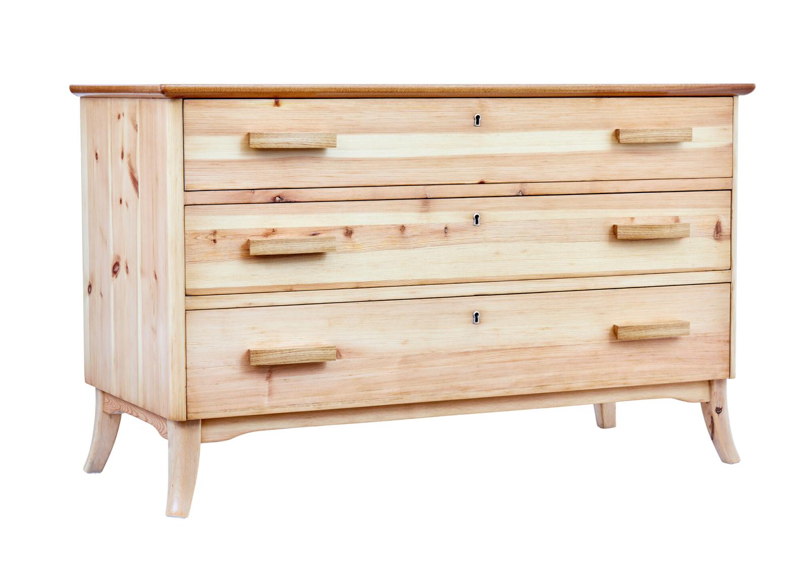 Mid 20th Century Swedish Pine Chest of Drawers (1 of 8)