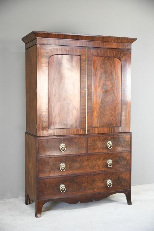 Antique 19th Century Regency Mahogany Linen Press (1 of 12) Antique 19th Century Regency Mahogany Linen Press (1 of 12)