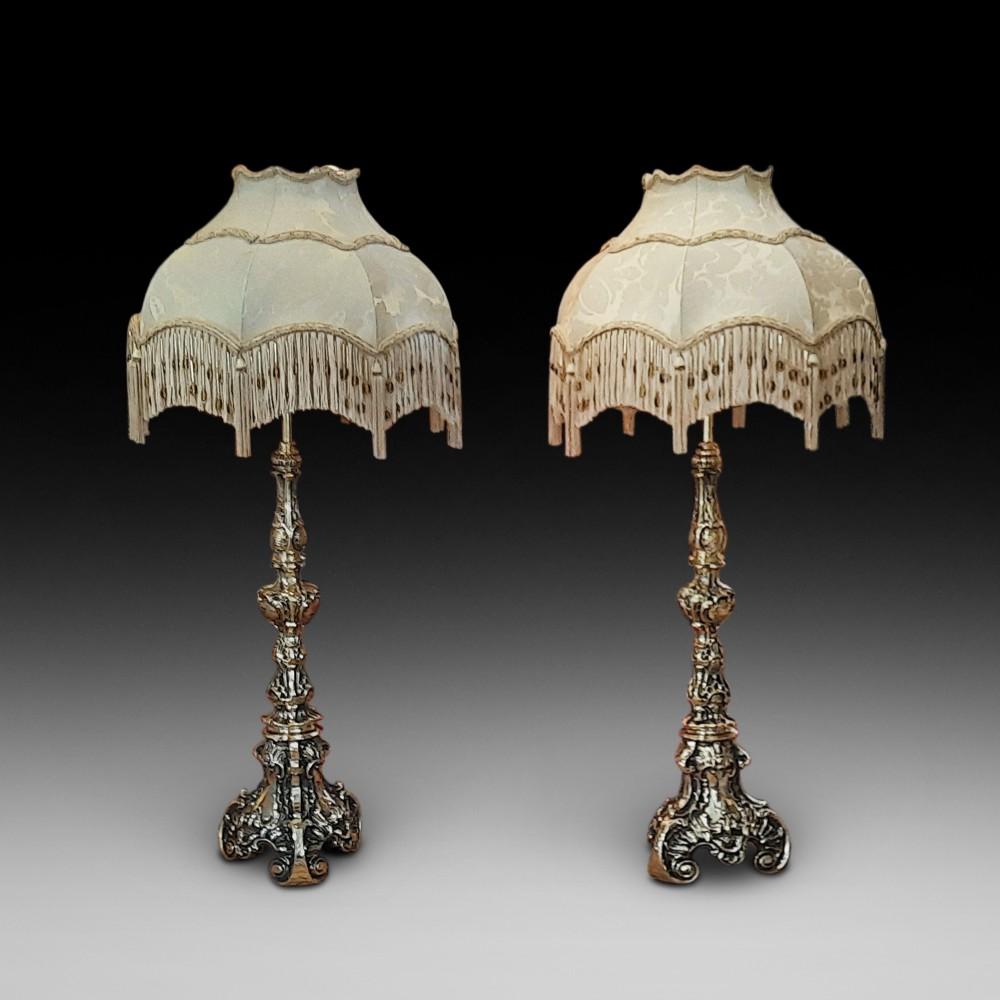Pair of Early 20th Century Brass Table Lamps (1 of 6) Pair of Early 20th Century Brass Table Lamps (1 of 6)