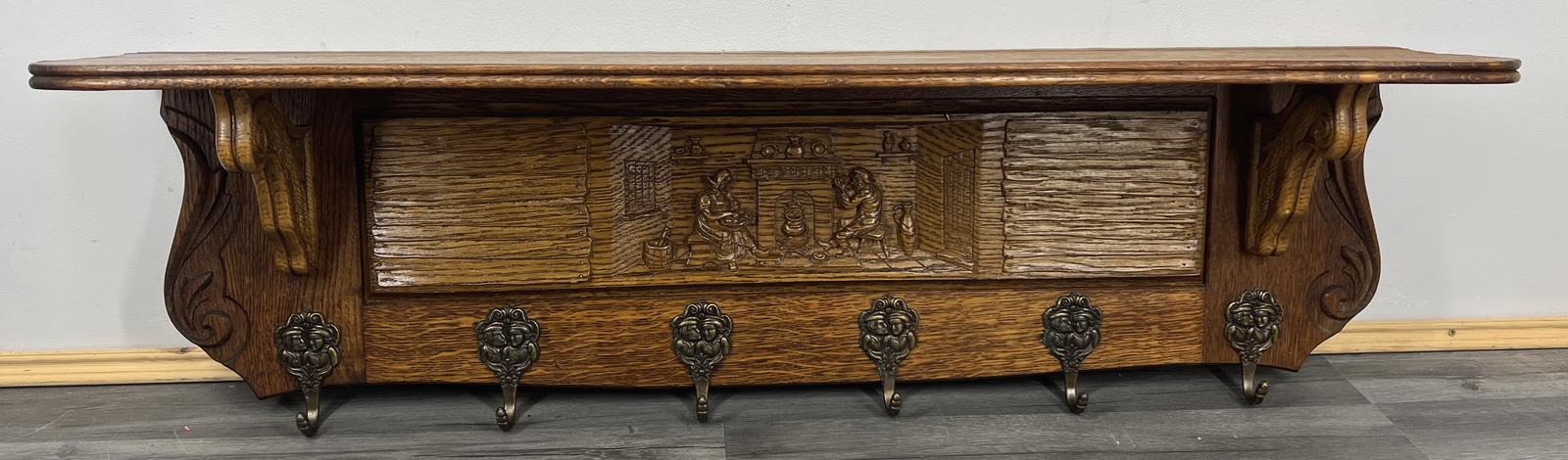 French Solid French 6 Hook Ornate Carved Coat Plate Rack (1 of 12) French Solid French 6 Hook Ornate Carved Coat Plate Rack (1 of 12)