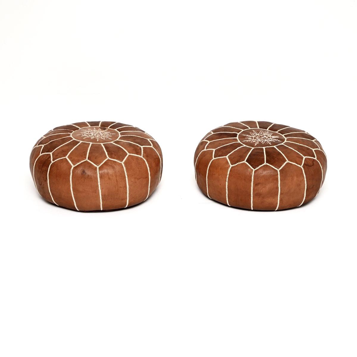 Pair of Vintage Moroccan Leather Ottoman Stools (1 of 8) Pair of Vintage Moroccan Leather Ottoman Stools (1 of 8)
