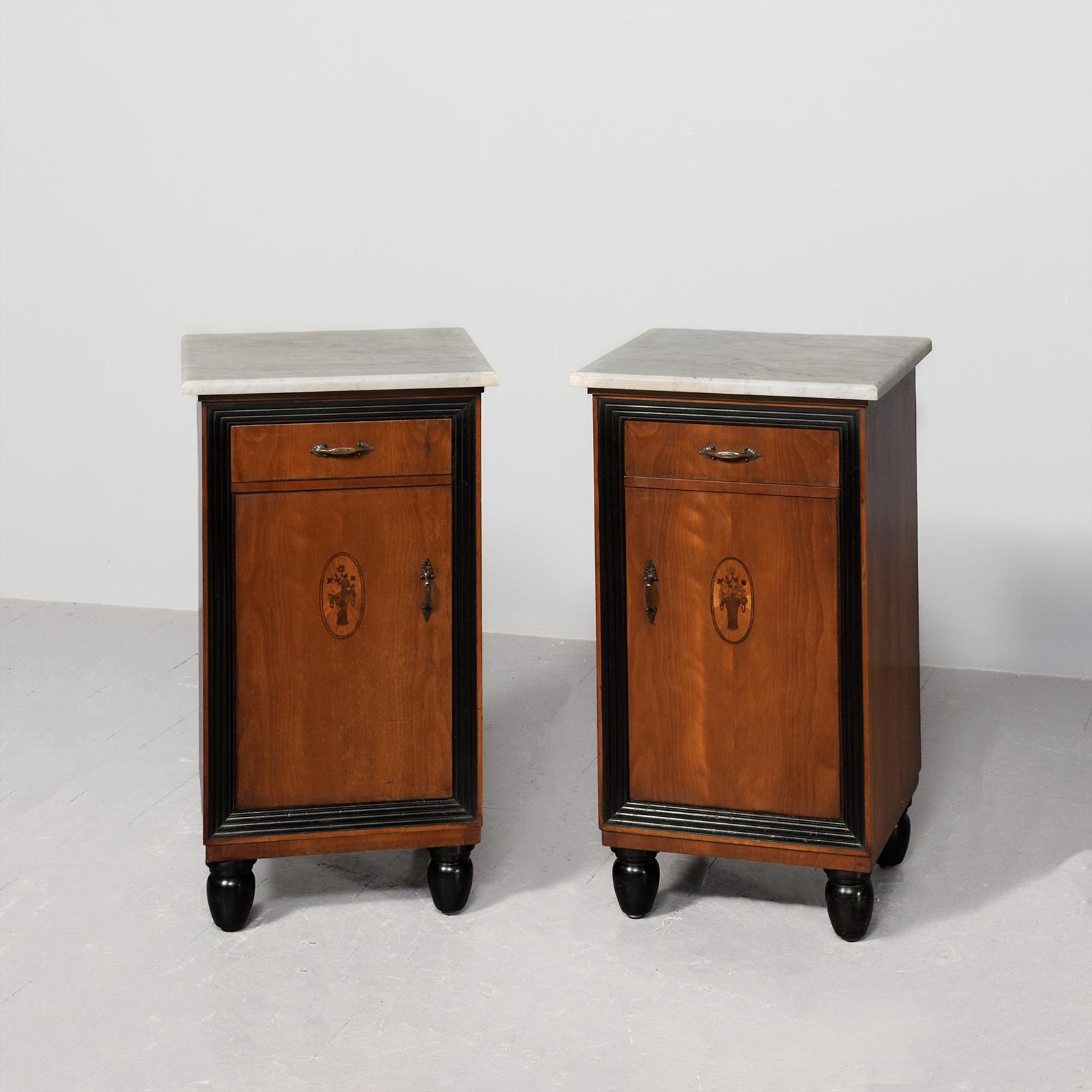 Pair of Original French Marble Top Bedside Cabinets (1 of 9) Pair of Original French Marble Top Bedside Cabinets (1 of 9)