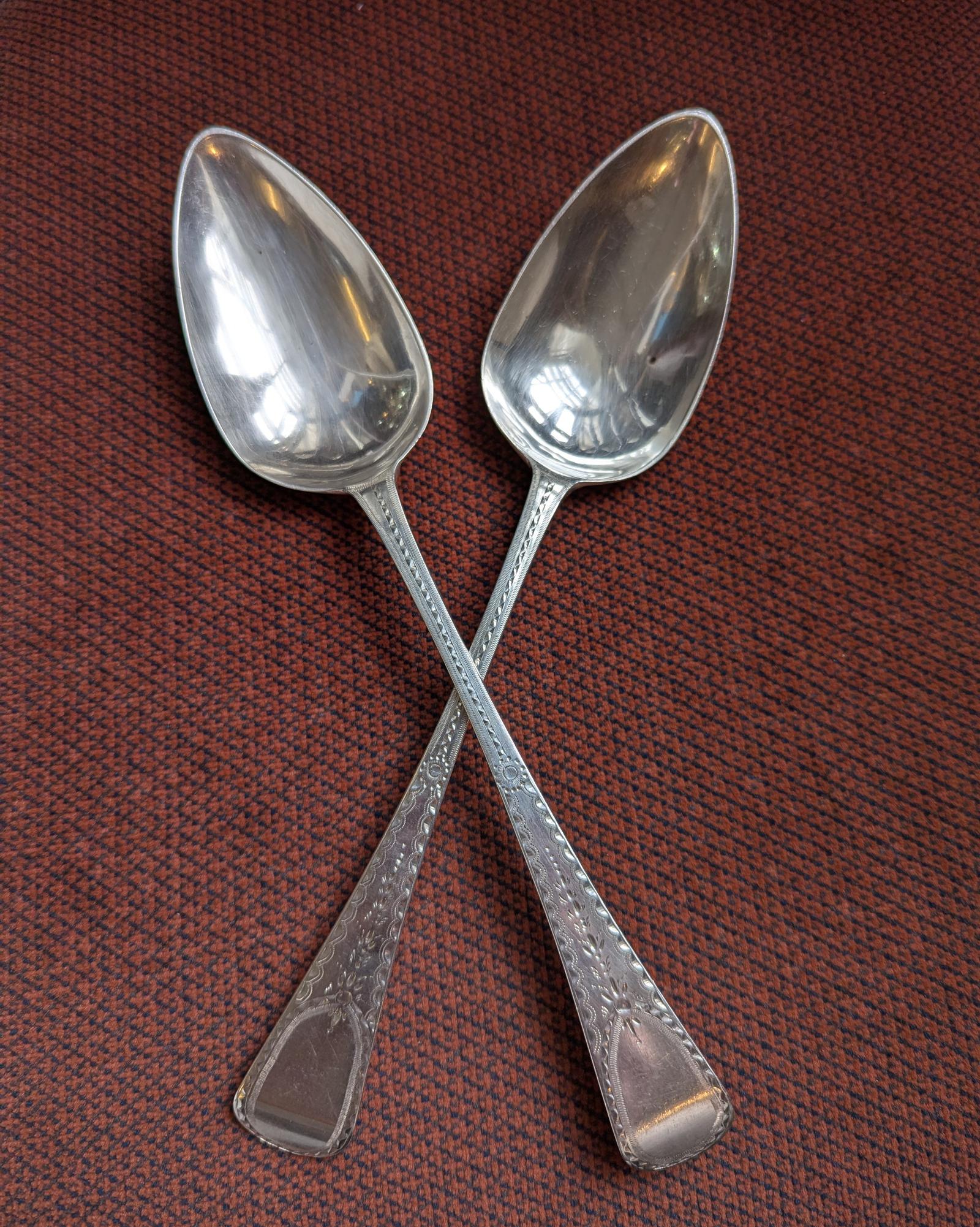 Pair Silver Table Spoons London 1801 John Lamb (1 of 7) Pair Silver Table Spoons London 1801 John Lamb (1 of 7)