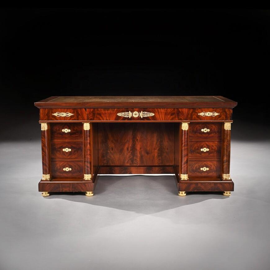 Fine French Second Empire Gilt Bronze Mounted Mahogany Library Desk Krieger (1 of 9) Fine French Second Empire Gilt Bronze Mounted Mahogany Library Desk Krieger (1 of 9)