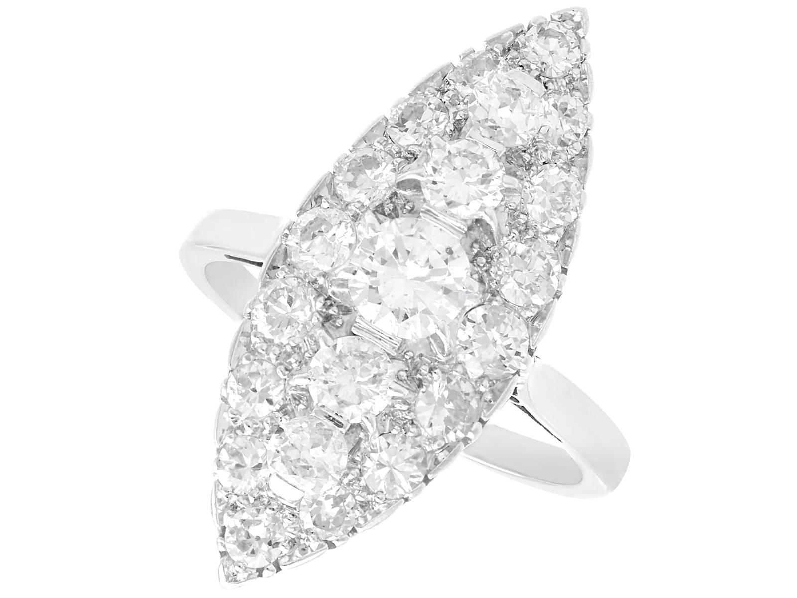 3.66ct Diamond & Platinum Dress Ring - Vintage c.1940 (1 of 12)