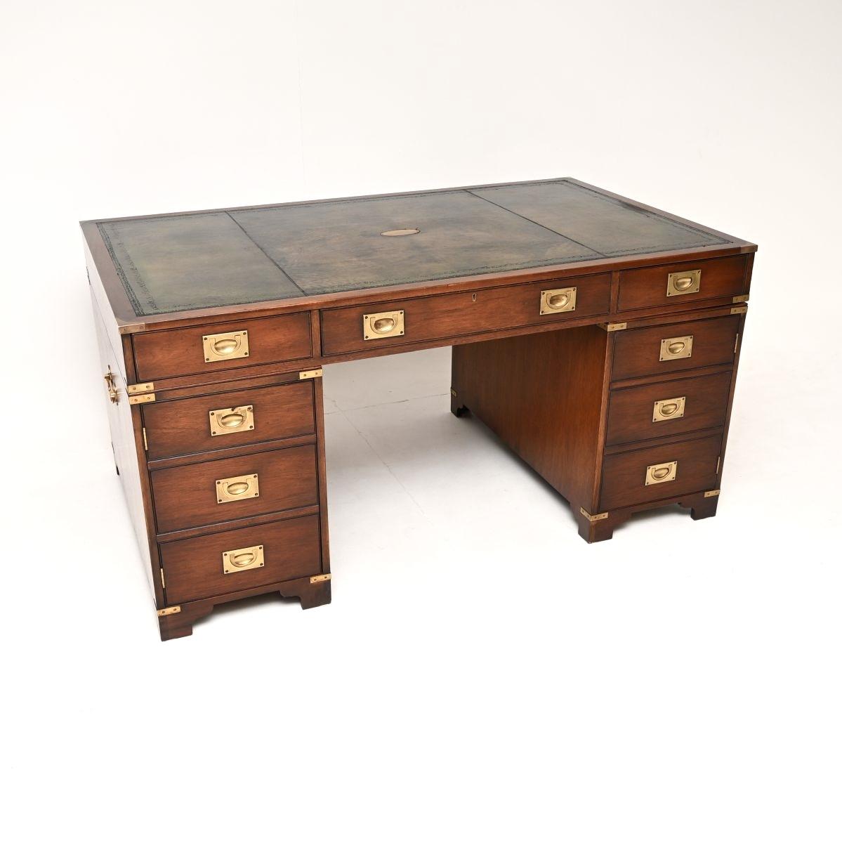 Mahogany Military Campaign Style Partners Desk (1 of 10) Mahogany Military Campaign Style Partners Desk (1 of 10)