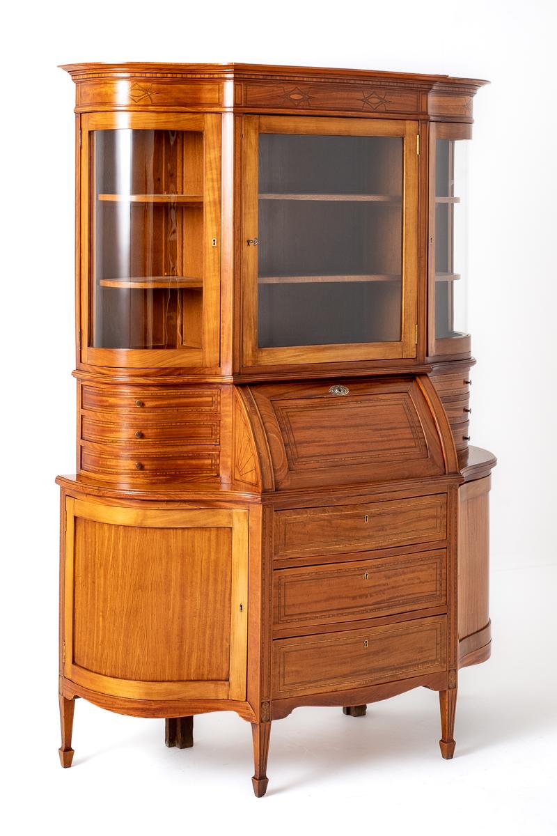 Stunning Satinwood Bureau Cabinet (1 of 8)