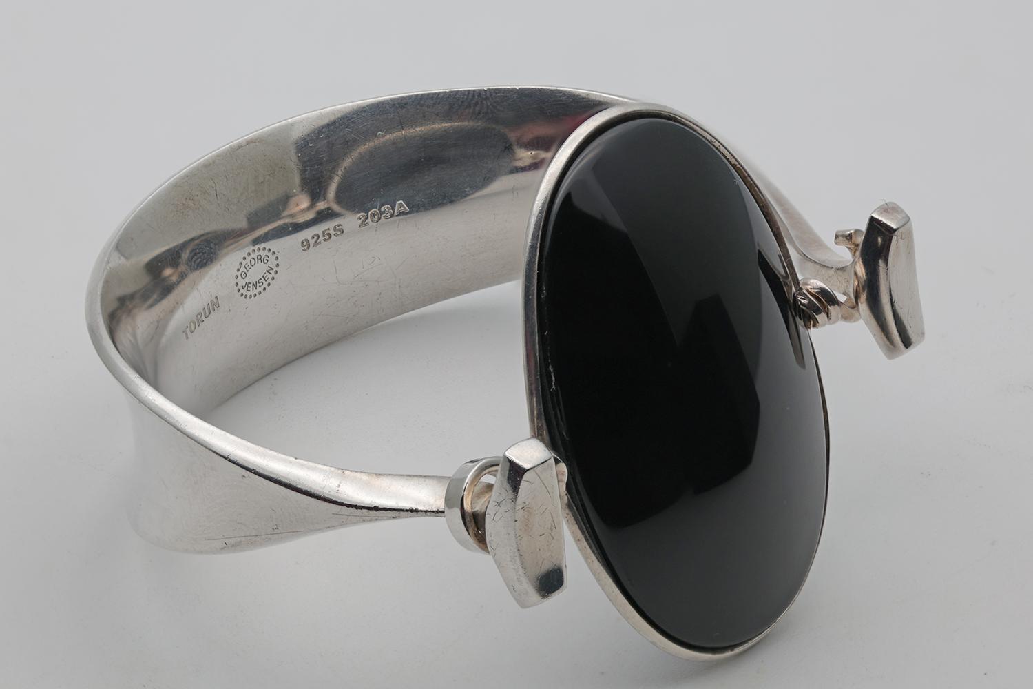 Vintage Georg Jensen Silver & Onyx Bangle (1 of 3)