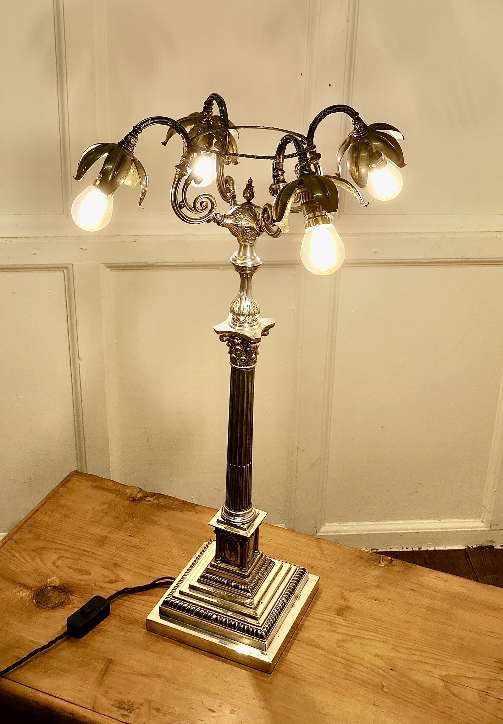 Tall Silver Plated Table Candelabra Sideboard Lamp (1 of 7)