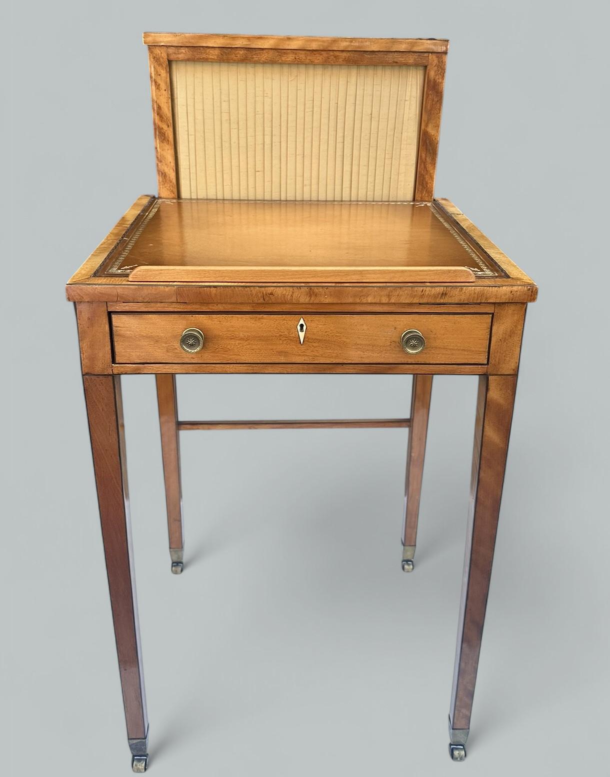 Antique Irish Satinwood Writing Desk Lectern Side Table by Robert Strahan Dublin (1 of 8)