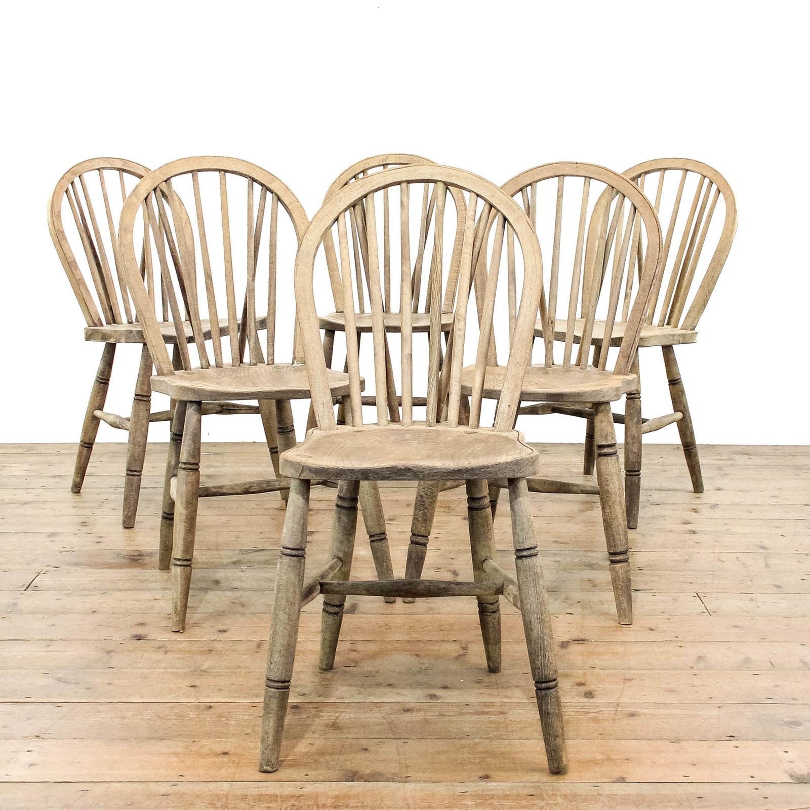 Set of Six Antique Pine Kitchen Chairs (1 of 13)