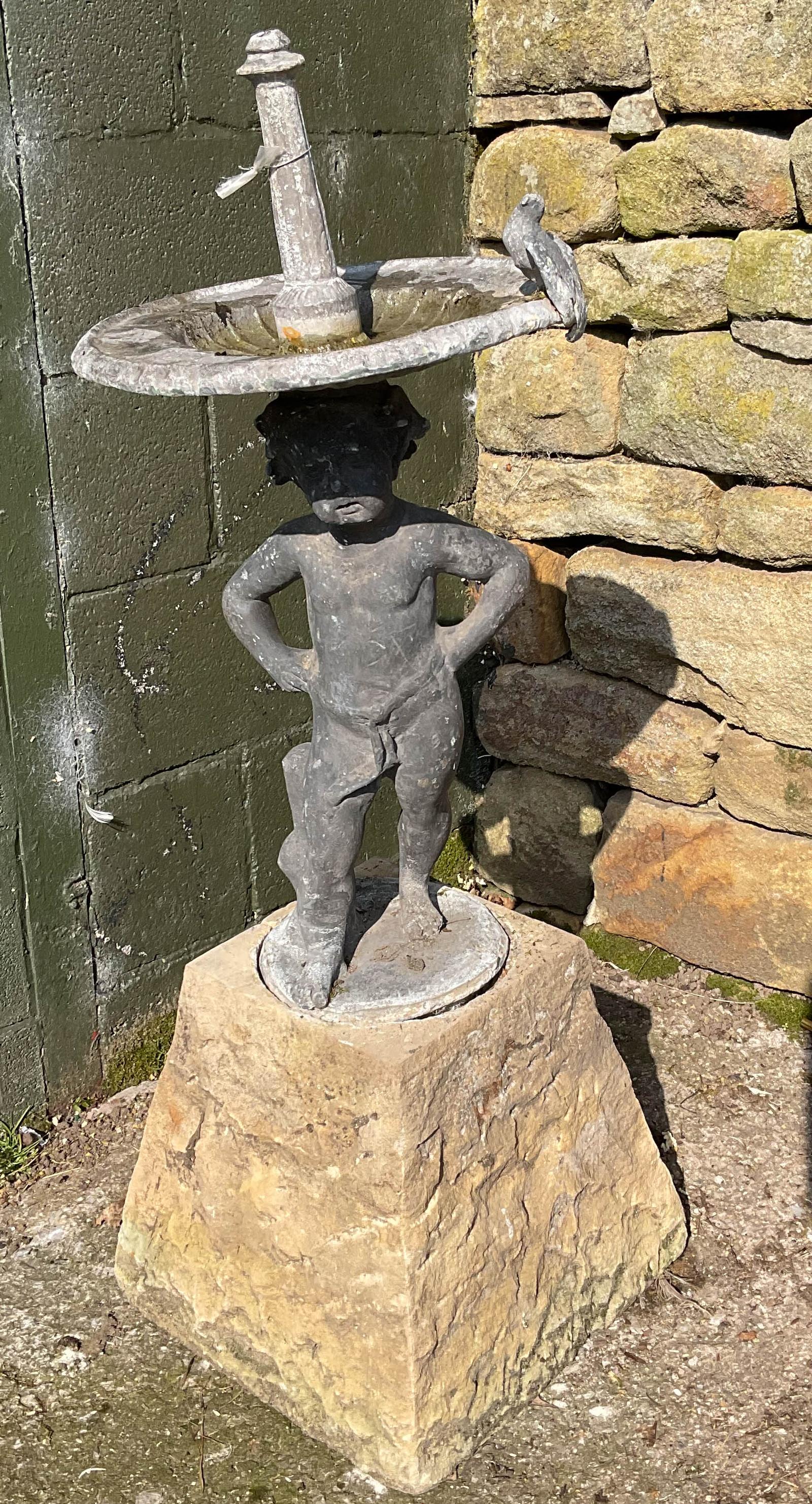 Lead Figure Water Fountain on a Stone Stand (1 of 9) Lead Figure Water Fountain on a Stone Stand (1 of 9)