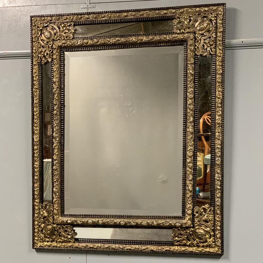 Large 19th Century French Repousse Mirror (1 of 7) Large 19th Century French Repousse Mirror (1 of 7)
