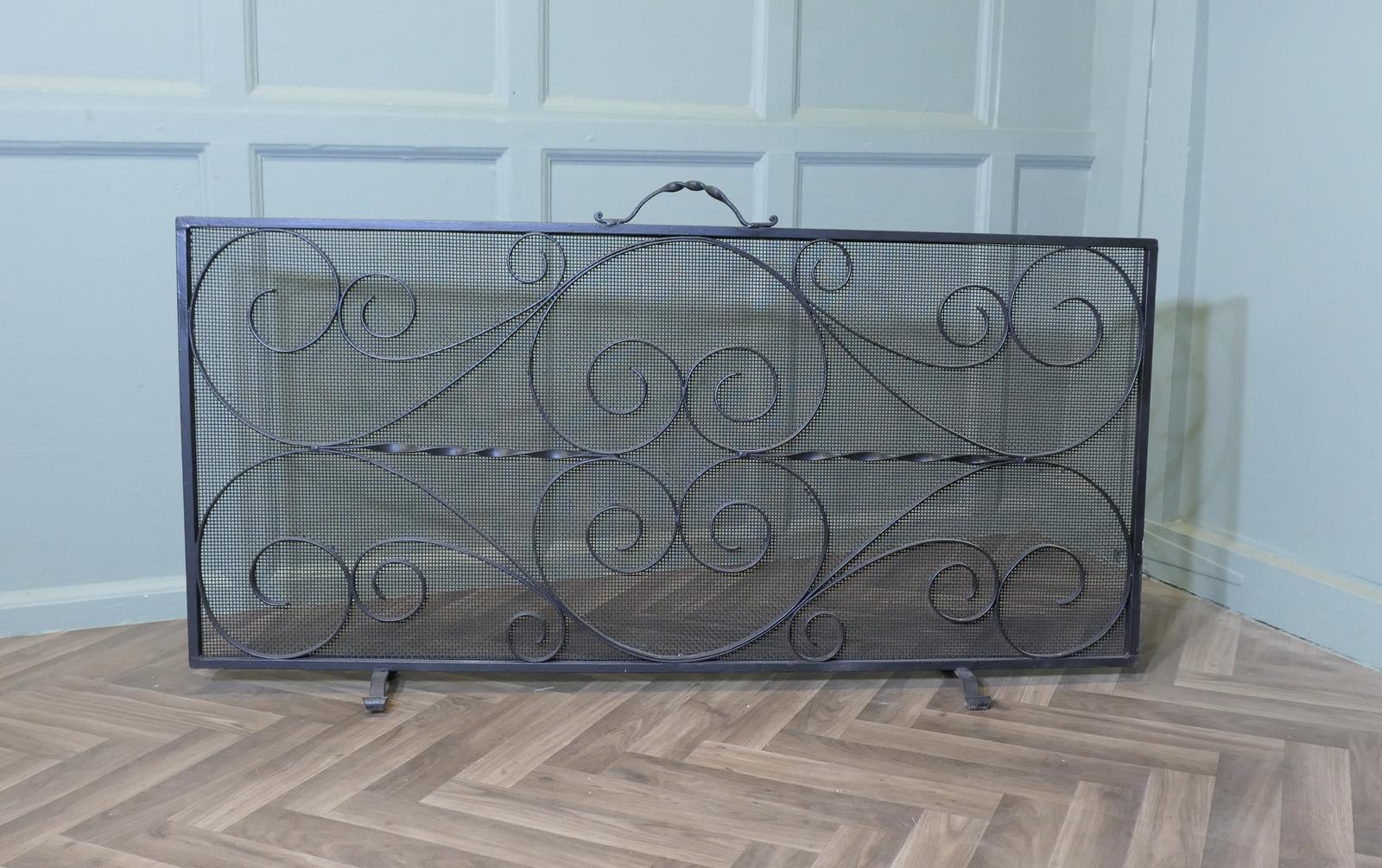 Very Long Wrought Iron Fire Screen, Fire Guard (1 of 6)