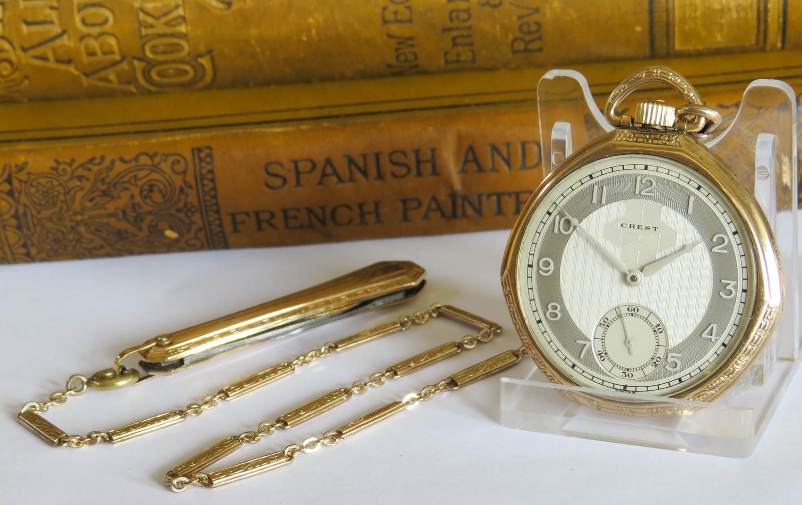 Pocket Watch : 1930s Tavannes Crest Pocket Watch and Chain (1 of 3) Pocket Watch : 1930s Tavannes Crest Pocket Watch and Chain (1 of 3)