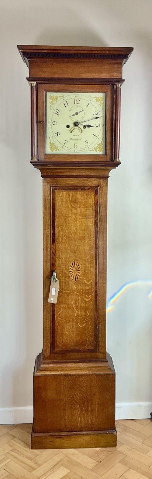 Georgian Inlaid Oak Grandfather Longcase Clock (1 of 13)