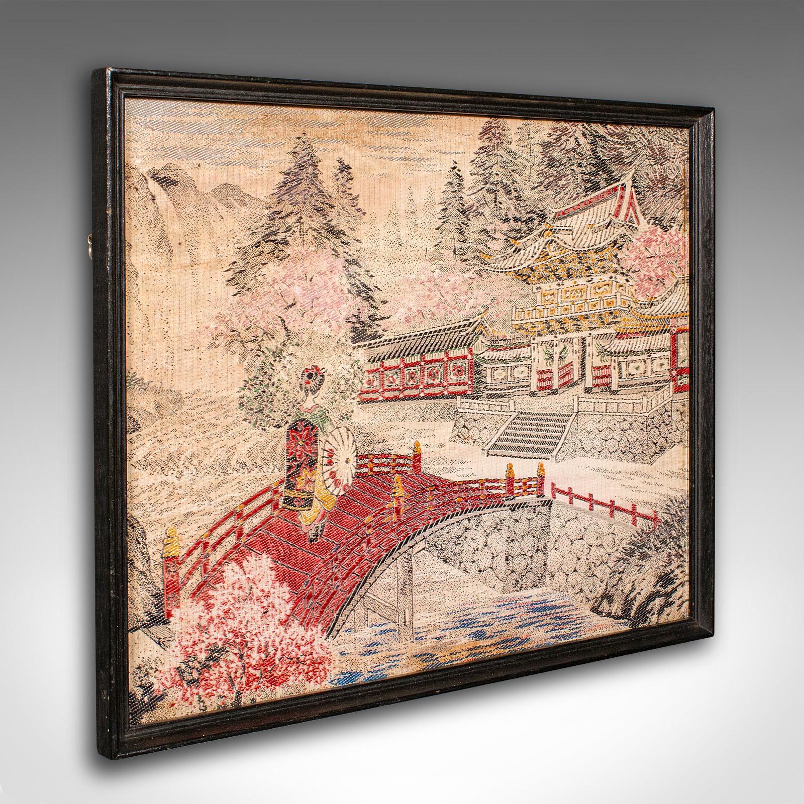 Antique Embroidered Landscape Scene, Japanese Needlepoint Panel, Victorian Art (1 of 7) Antique Embroidered Landscape Scene, Japanese Needlepoint Panel, Victorian Art (1 of 7)