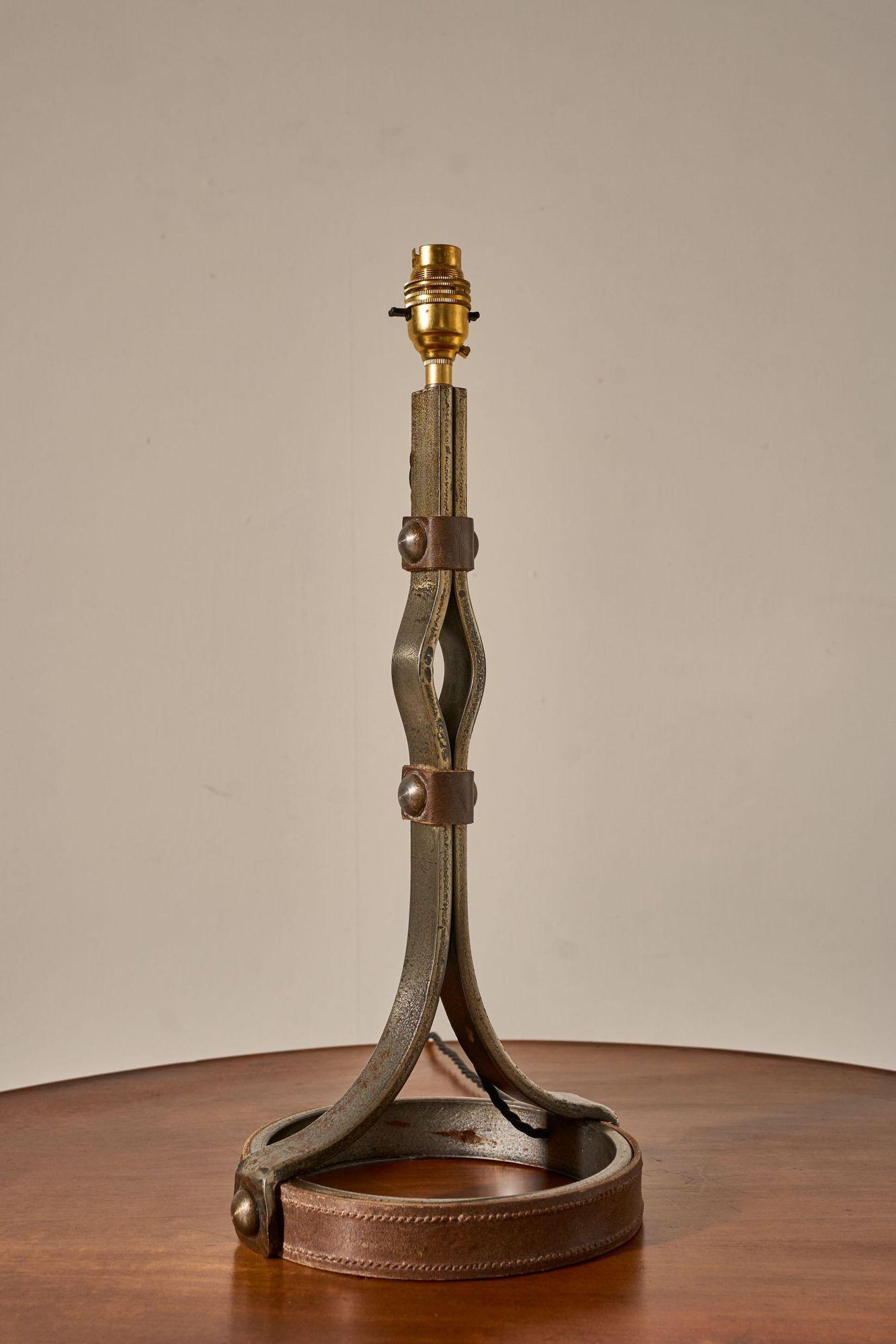 Mid 20th Century Iron & Leather Table Lamp by Jean Pierre Ryckaert (1 of 5) Mid 20th Century Iron & Leather Table Lamp by Jean Pierre Ryckaert (1 of 5)